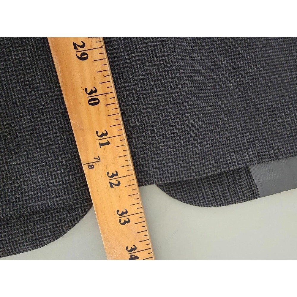 Andrew Fezza 2 Piece Suit Mens 46 L Black Houndstooth Blazer Pants 38X32 Wool - Picture 9 of 16